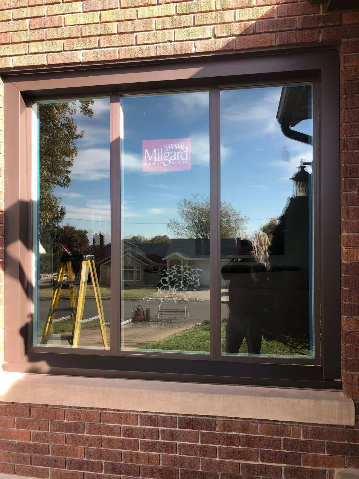 Large window in a brick exterior
